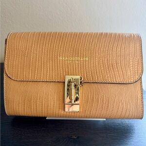 Viola Castellani Tan Italian Leather Clutch/Crossbody *see description*